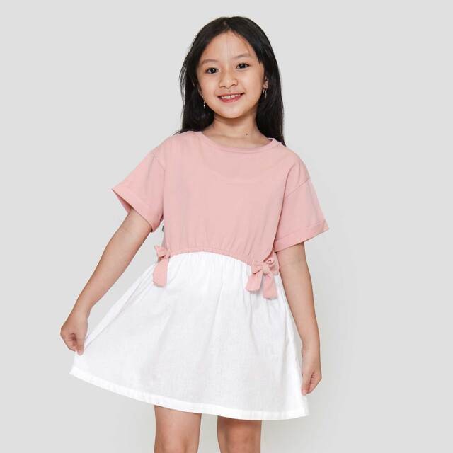 Little M Short Sleeve Midi Dress Kombi Woven Pita Depan 122768382