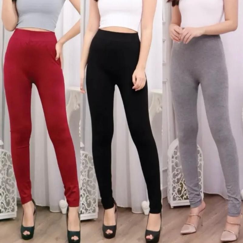 Legging HW Wanita/Legging Lembut/Legging Panjang/Legging Tebal/HW Hitam Lembut Nyaman Putih . K