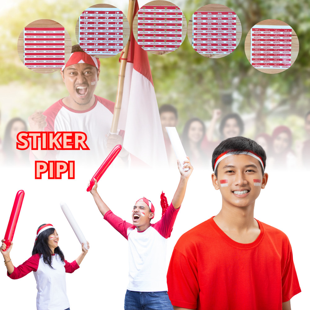 

Stiker Tempelan Pipi Sticker Muka Bendera Merah Putih Garuda I Love Indonesia 1 lembar Cutting
