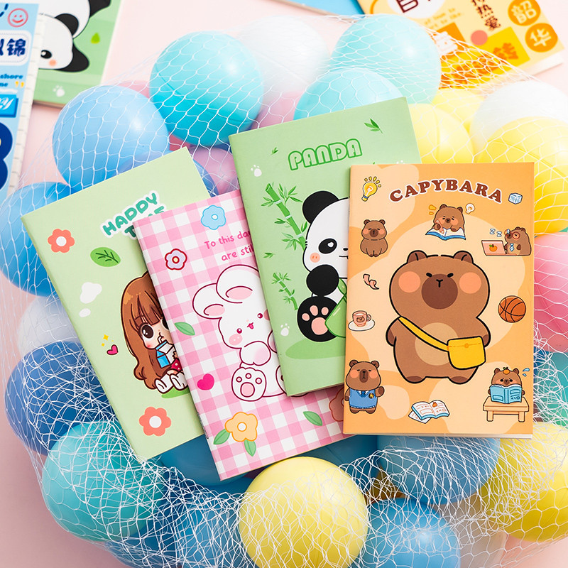

4 books / 1 piece cartoon small notebook cute notepad mini portable pocket book stationery small prizes online store gift