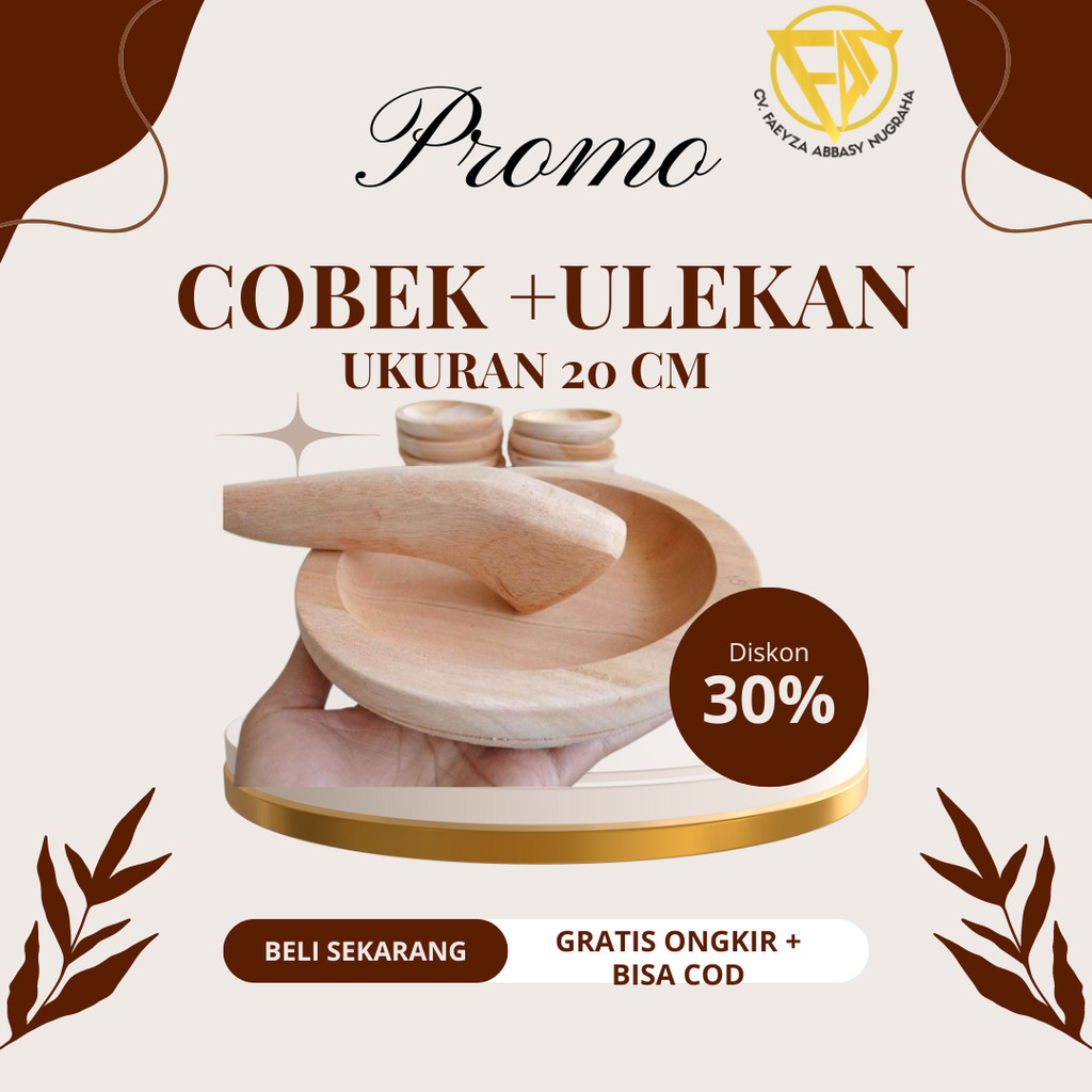COBEK KAYU 20 CM + ULEKAN