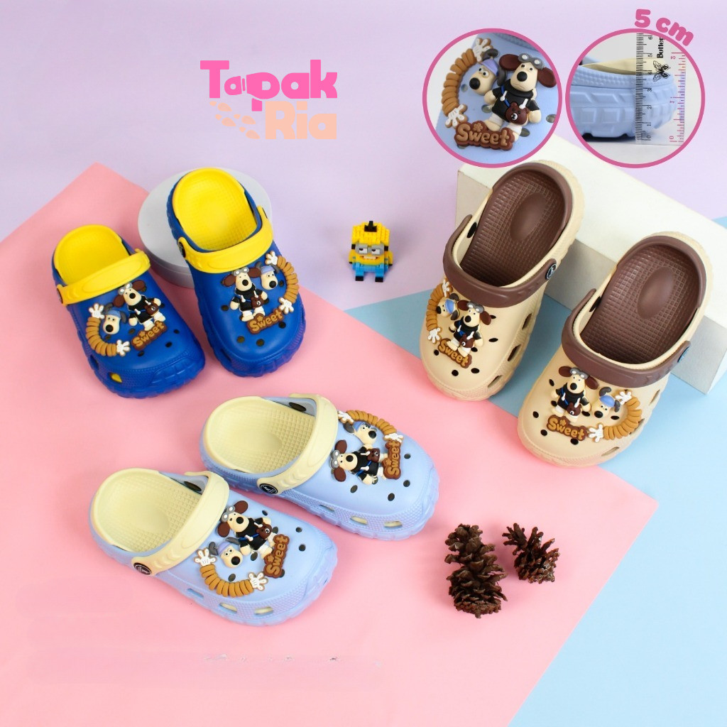 Sandal Baim Anak Motif Dogs Sendal Kodok Baim Anak Cowok Model Slop Tali Belakang 801-J1 Balance