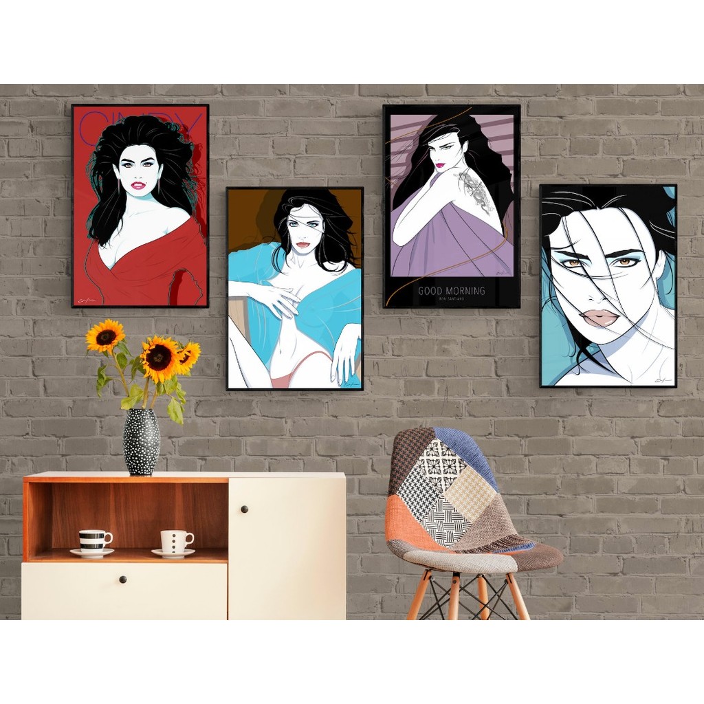 

Patrick Nagel Style 80s Ladies Series Poster Print Canvas Pictures Home for Living Room Bedroom Wall Decor Frameless Painting