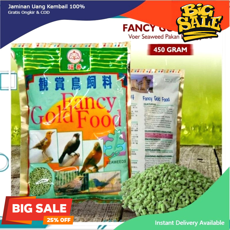 FANCY GOLD FOOD SEAWEET PAKAN MAKANAN BURUNG PUR VOER FANCY GOLD SEAWEED RUMPUT LAUT 450 GRAM
