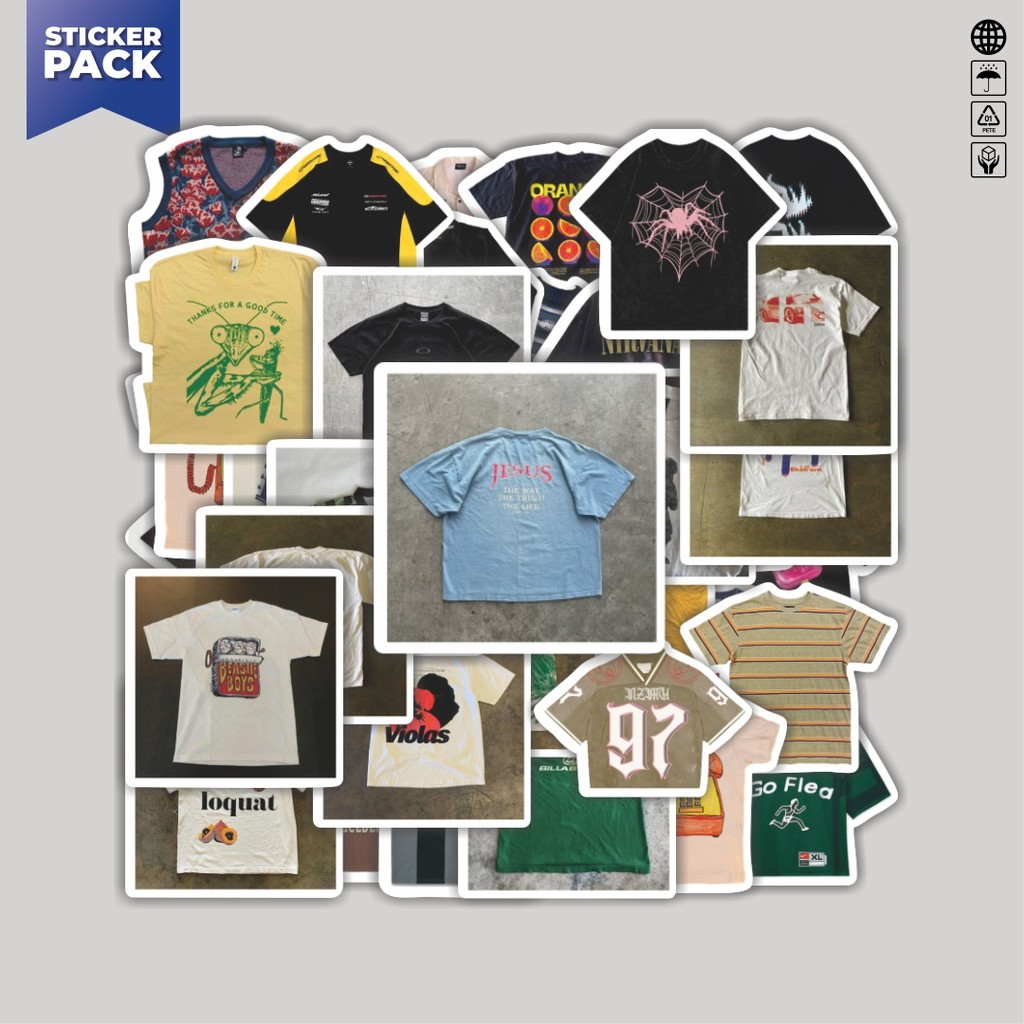 

[100PCS]Stiker Pack Stiker T-Shirt V1 Aesthetic Vinyl Anti Air Dekorasi Sticker Laptop Buku Journal Koper Helm Casing HP Gitar Helm Skateboard
