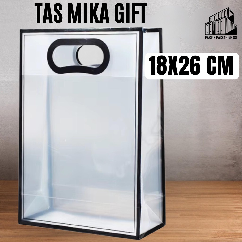 

Tas Hadiah Transparan Mika Doff Clear Gift Hampers Souvenir Kado Hand Bag Tas Gantung Jinjing Tebal