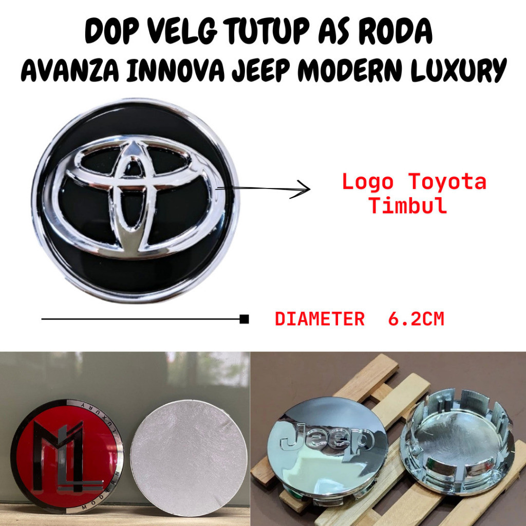 COD Tutup Velg Mobil Toyota Dop Velg Tutup As Roda Avanza Innova Jeep Modern Luxury Diameter 6.2CM O