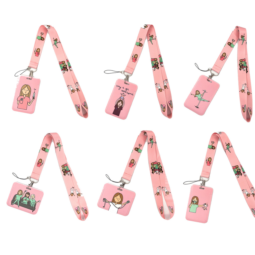 

Nurse Life Lanyard Credit Card Holder Neck Strap Cartoon Business Keychain Hang Rope ID Badge Holder Lariat Lasso