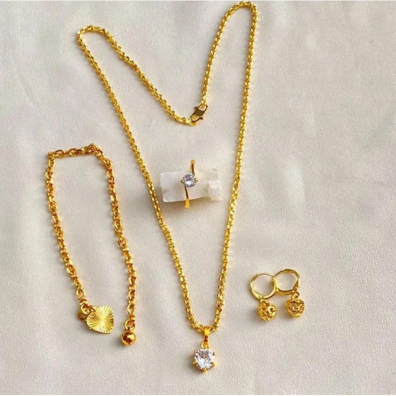 COD Set Perhiasan Medan Gold Titanium Wanita Dewasa Kilau Awet