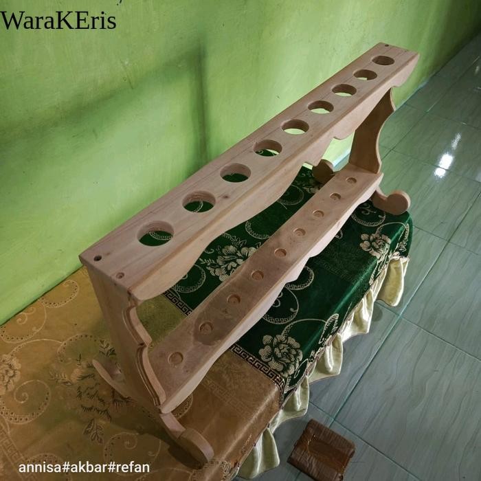 Jagrak isi 9 lubang bulat,bisa untuk Keris & Landean Tombak ( UNIVERSAL ). #kayu #kerajinan kayu #pa