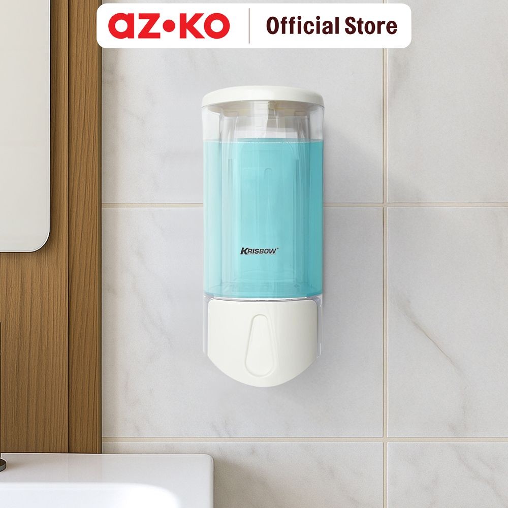 AZKO Krisbow 480 ml Dispenser Sabun Cair - Putih Liquid Soap Container Tabung Tempat Sabun Serbaguna
