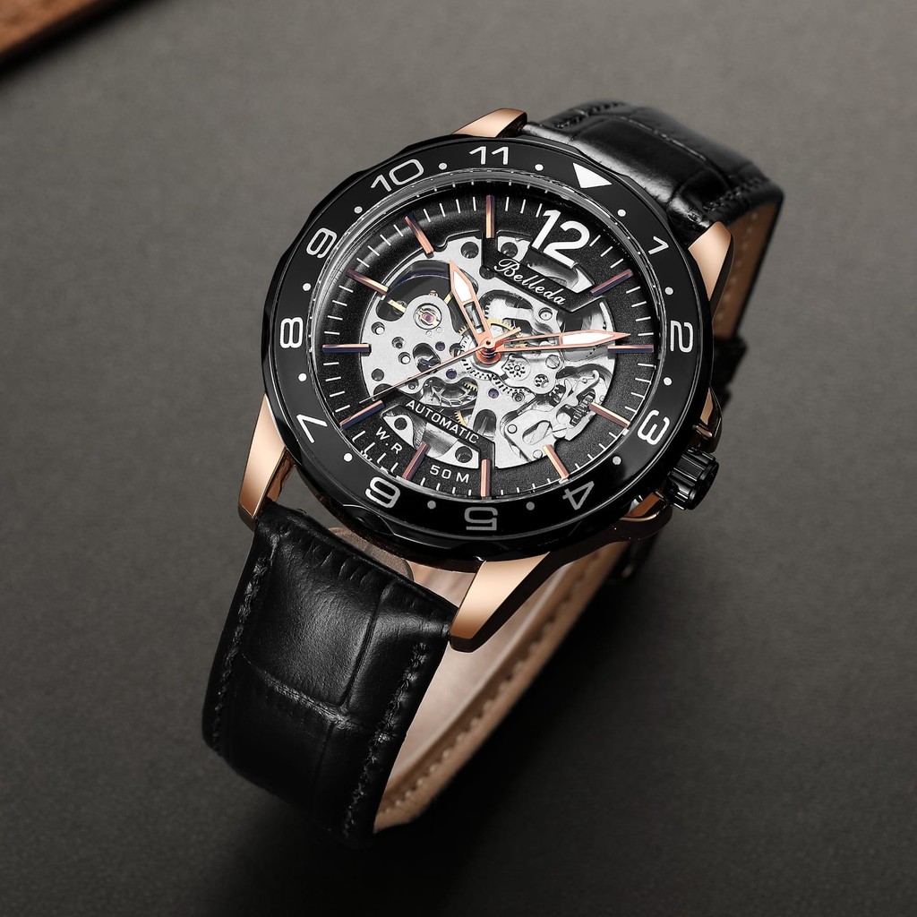 CC WATCH JAM TANGAN PRIA BELLEDA  9632 KULIT AUTOMATIC TANPA BATRAI WATER RESISTANT