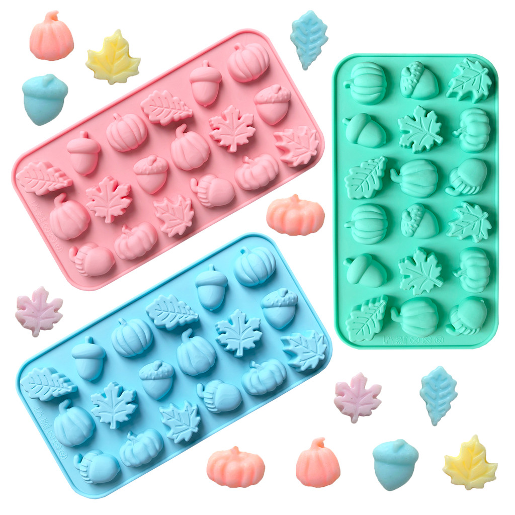 

1/3pcs 18-Cavity Autumn Harvest Themed Silicone Mold 3D Pumpkin Maple Leaf Acorn Shaped Chocolate Biscuit Candy Mold