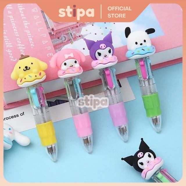 

STIPA 4 in 1 Mini Multi Color Pen Pena Ballpoint Fancy ATK Stationery Alat Tulis Sekolah Kantor Pulpen