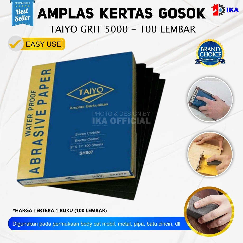 SAB Amplas Duco TAIYO HSS Amplas Kertas Lembaran Grit 5000 / Amplas Duco HSS 5000 1 Pack 50-100 Lemb