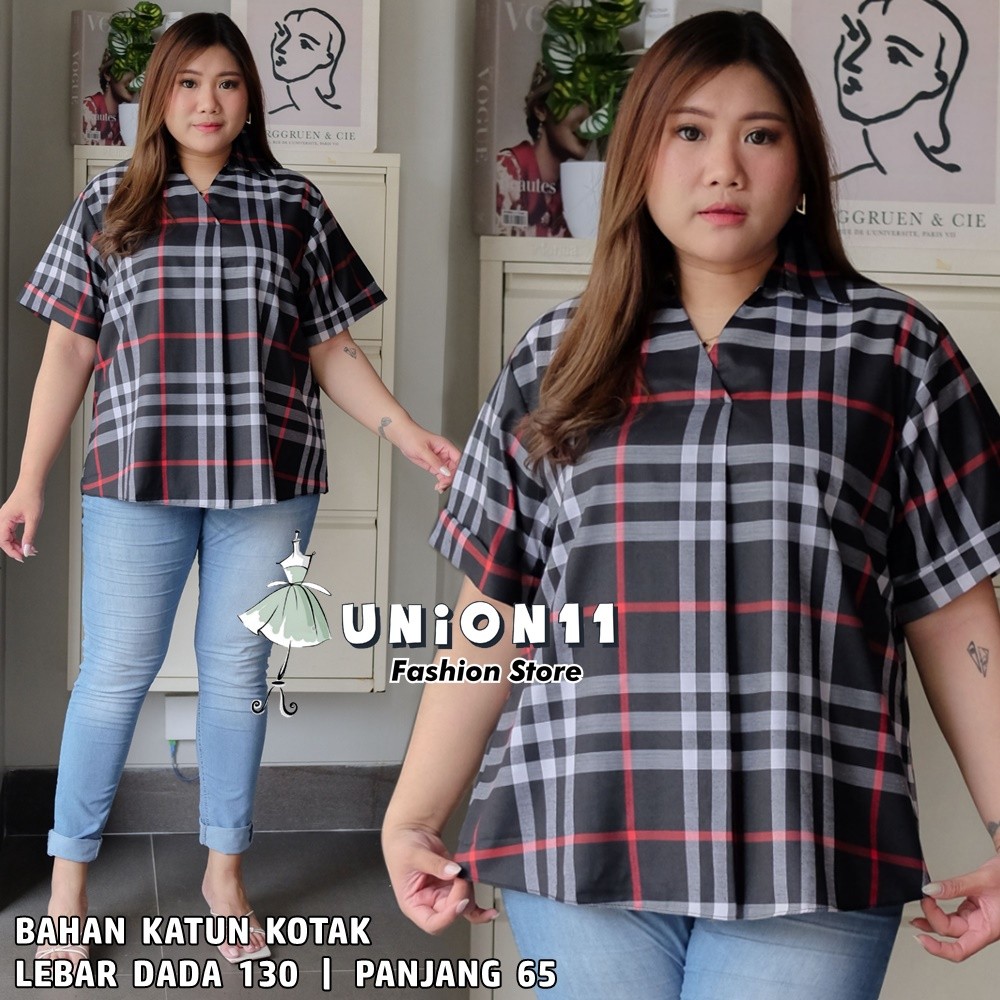 [𝗗𝘆𝗻𝗮𝗿𝗮]  KEMEJA JUMBO XXXXL WANITA LD 130 /  ATASAN JUMBO WANITA LD 130 / KEMEJA WANITA JUMBO LD 13