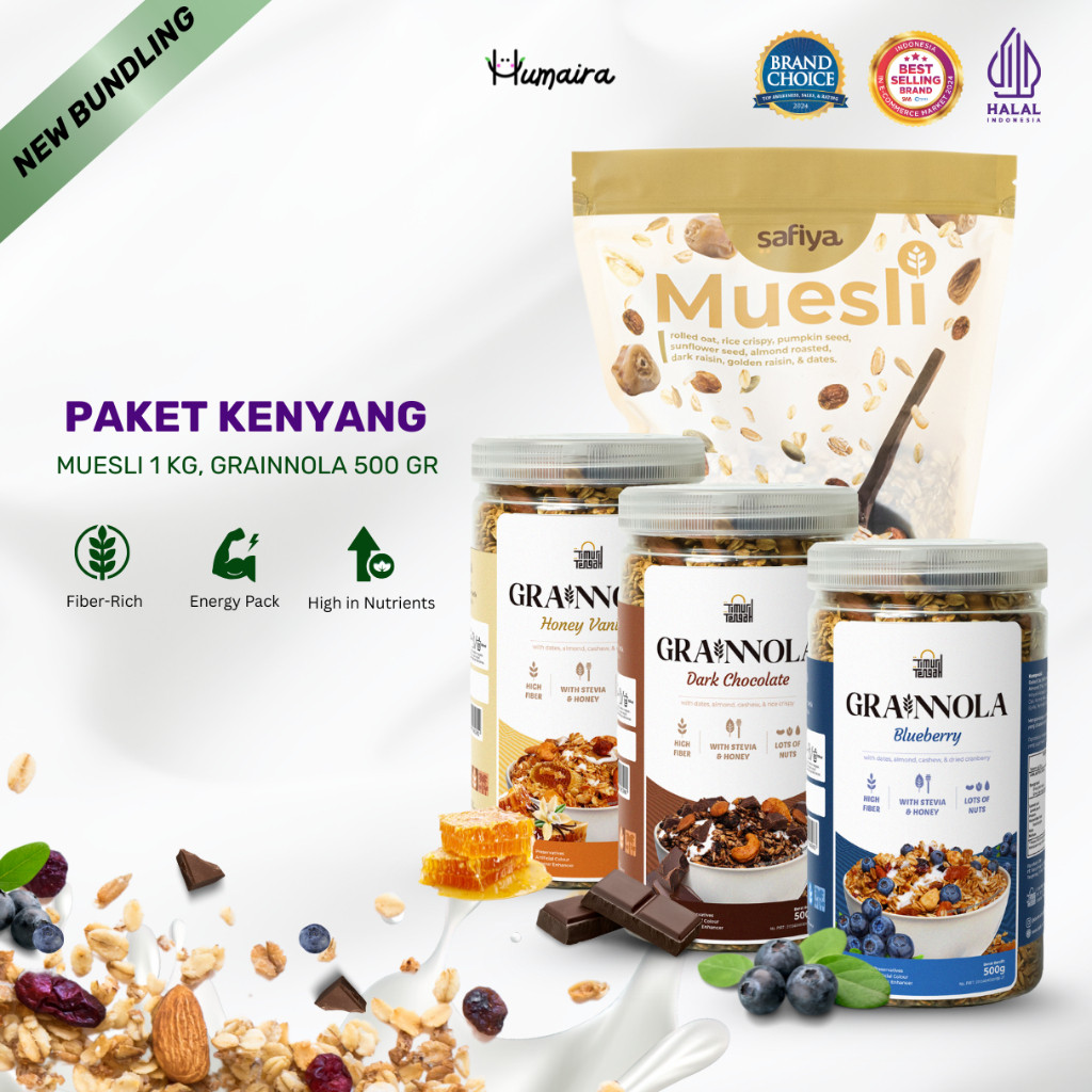 

[PAKET KENYANG] – Muesli 1 Kg Safiya + Granola 500 Gr Timur Tengah Sereal Diet