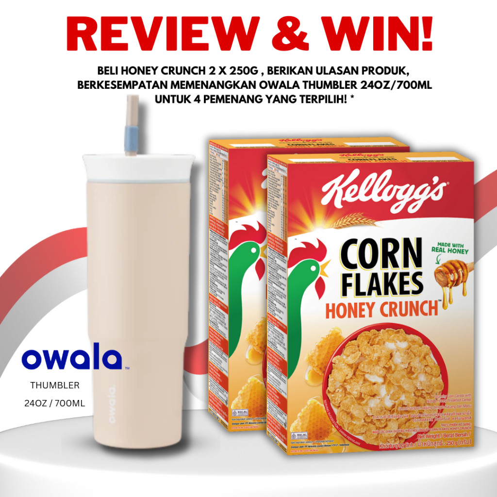 

[BUNDLE 2pcs] Kelloggs Honey Crunch Corn Flakes Sereal 2 x 250g