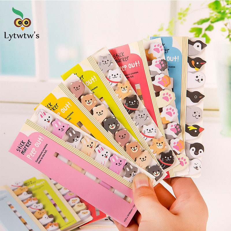 

1 Piece Lytwtw's Kawaii Stationery Cartoon Animals Marker Memo Pad Bookmark Flags Index Tab Sticky Notes Label Paper Stickers