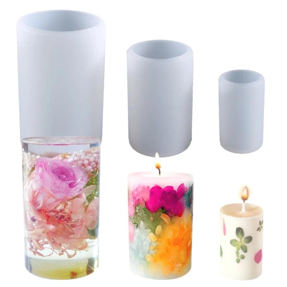 

Easy Demold Cylinder Silicone Candle Molds DIY Resin Cup Gifts Geometry Mould for Soap Making Column Gypsum Wedding Simple Decor