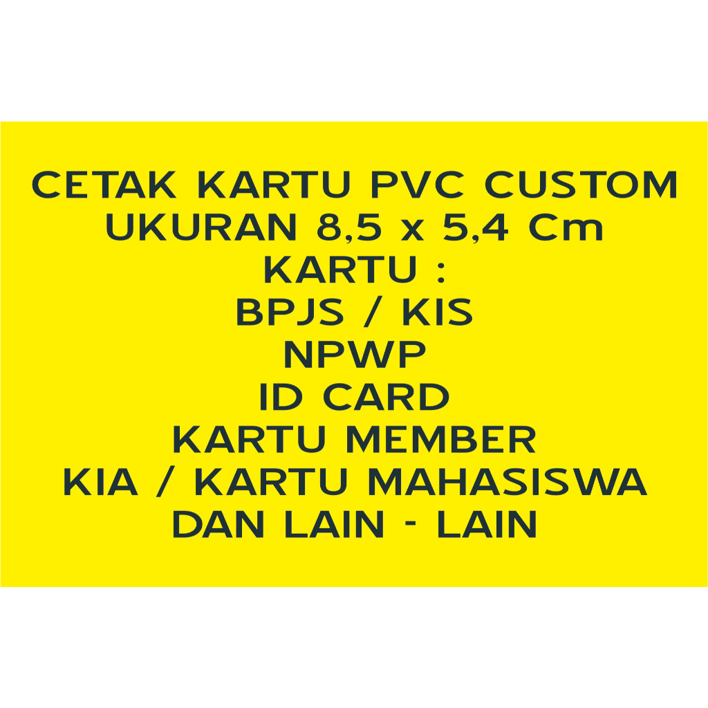 

Kartu ID Card Bahan PVC tebal