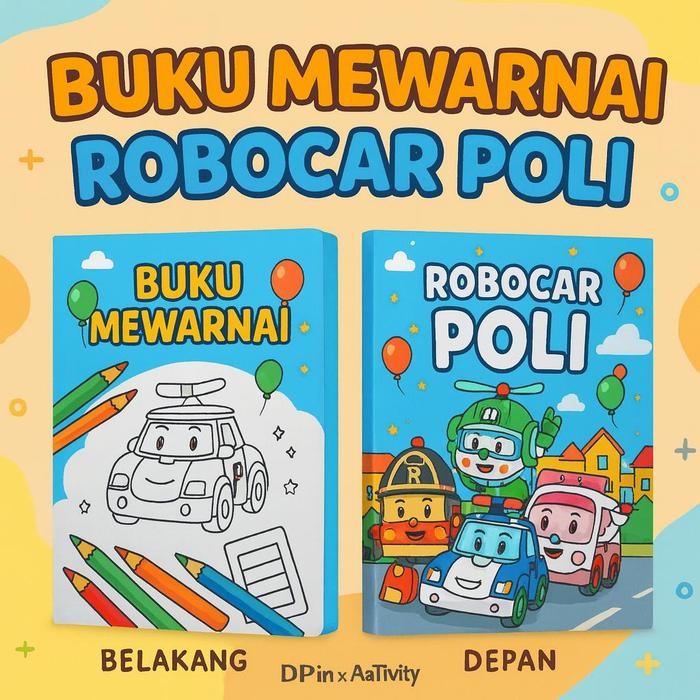 

DpinxAaTivityBuku Gambar Mewarnai [ ROBOCAR POLI ] Anak Karakter Lucu – Edukasi & Hiburan Kreatif | Buku Aktivitas Belajar Menggambar untuk PAUD TK SD - A4