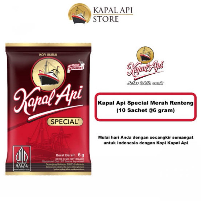 

Kapal Api Spesial merah (10 sachet x 6gram)