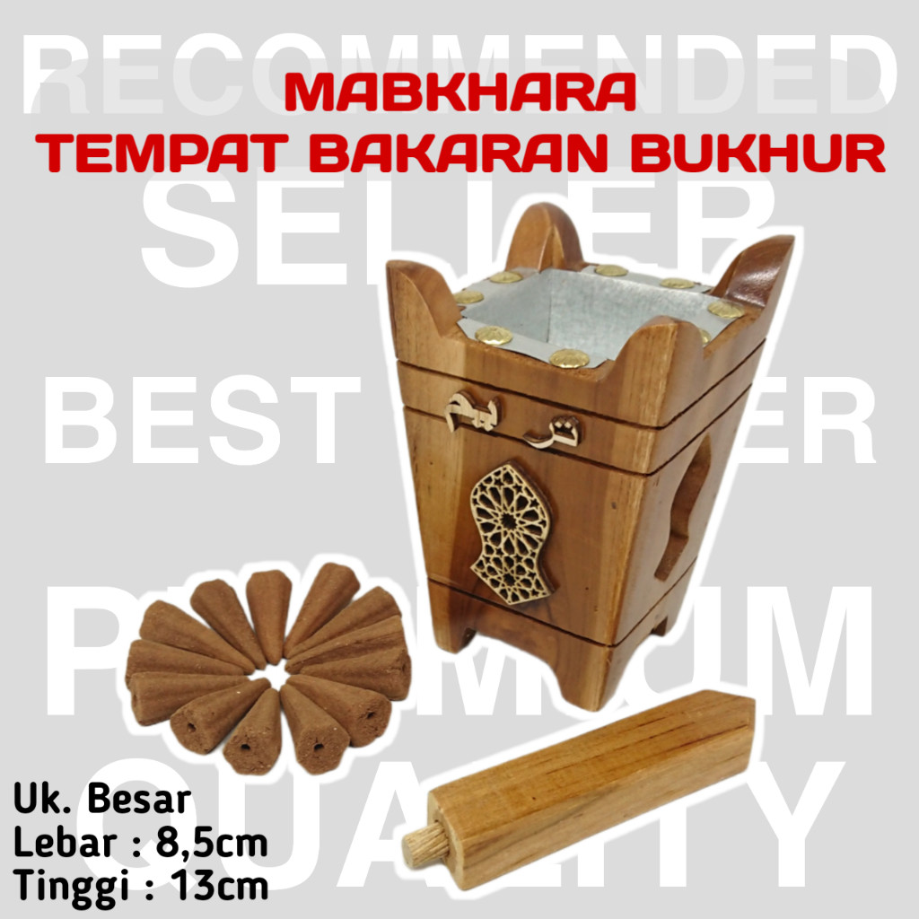 Mabhkara Kayu / Tempat Pembakaran Bukhur Mabkhara / Prapen Kayu Ukuran Mini / Mabkhara Logo Tarim / 
