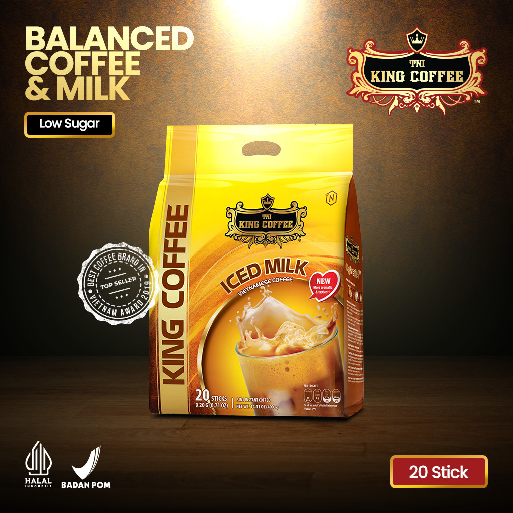 

KOPI SUSU INSTAN IMPORT VIETNAM KING COFFEE ICED MILK 20 STIK