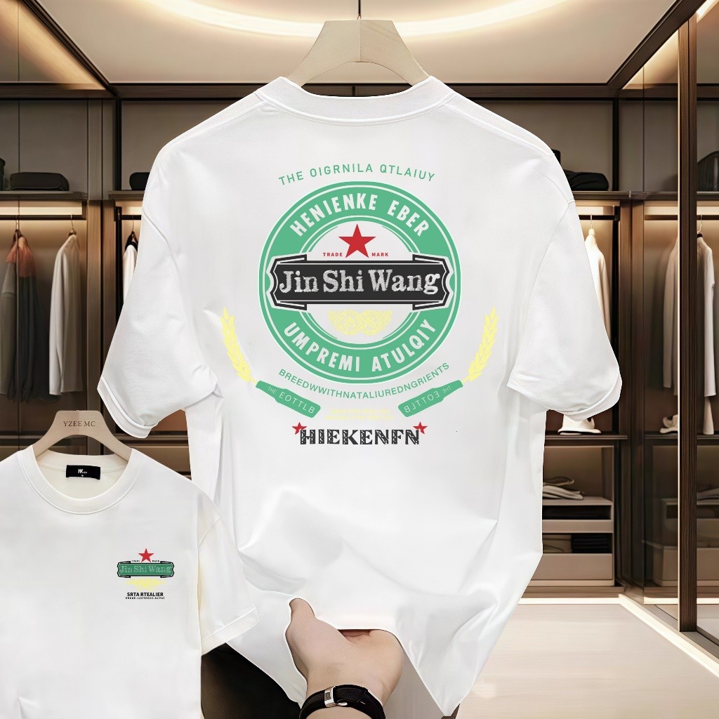 2025 Reka bentuk bir Heineken baharu kapas T-shirt pasangan HD besar