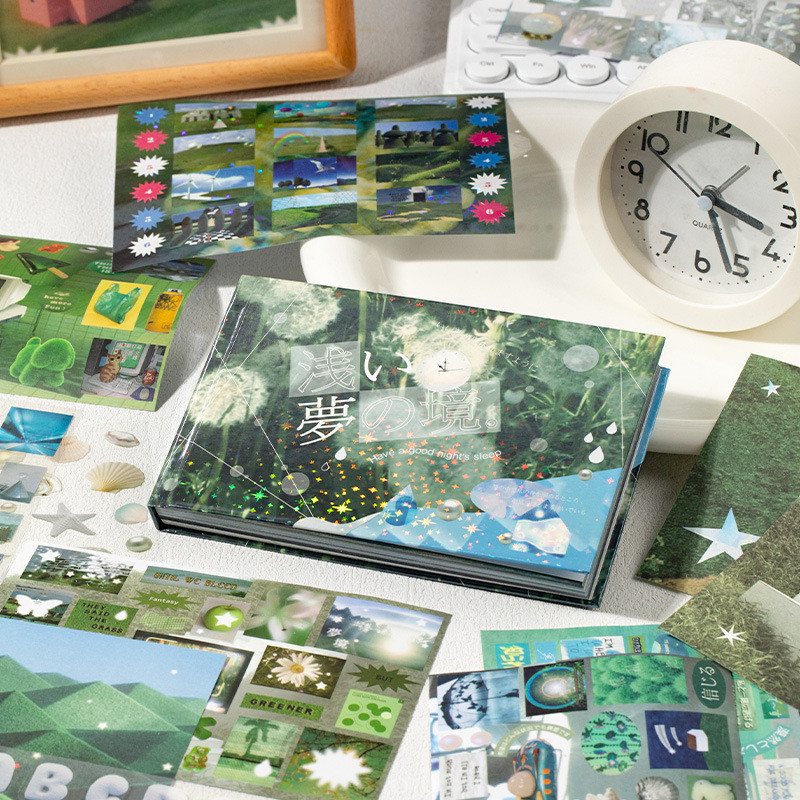 

72Sheets Shallow Dreamland Series Decorative Stickers Korean Fresh Style Vintage Material Scrapbook DIY Collage Sticker Books