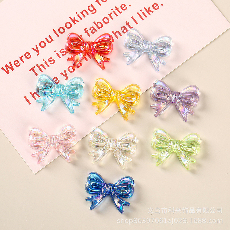 

50Pcs Transparecy Color AB Bowknot Flatback Resin Cabochons For Hairpin Scrapbooking DIY Home Decoration Craft Accessories