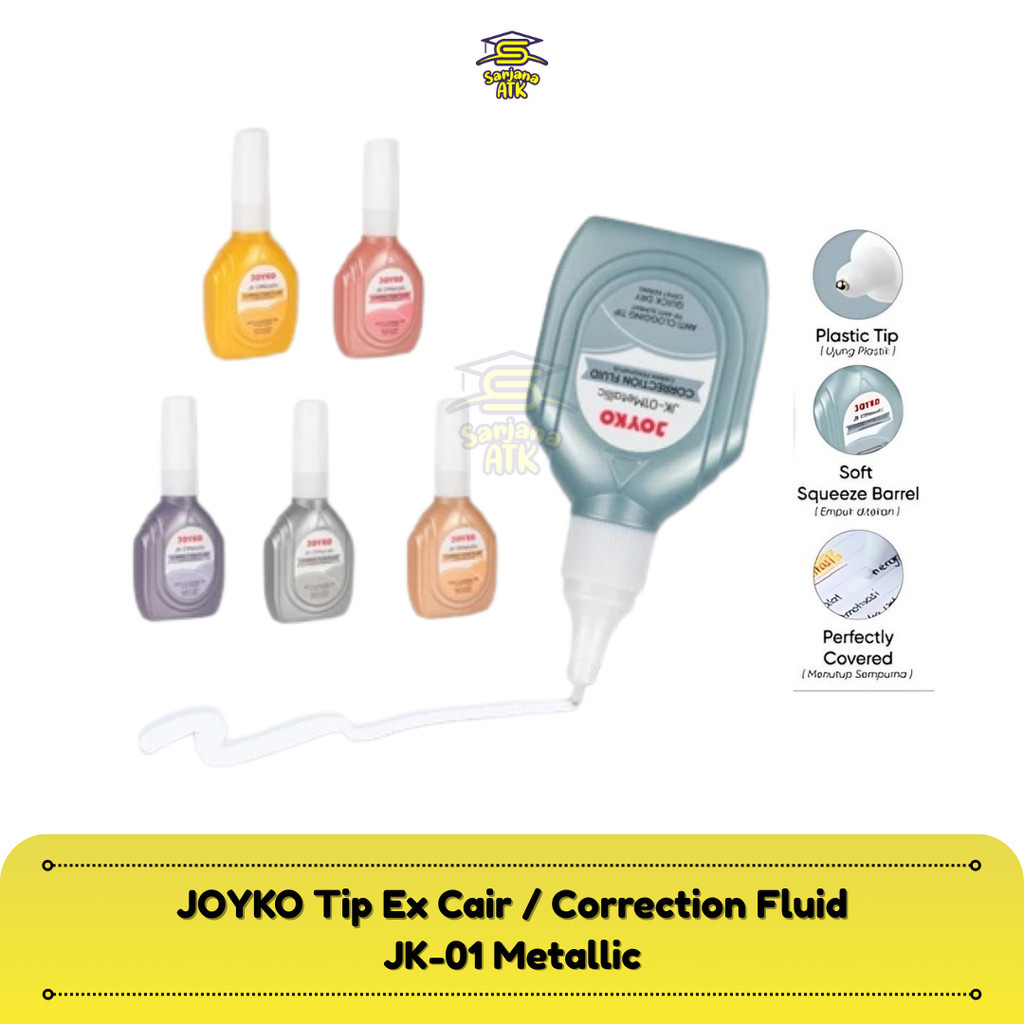 

JOYKO Correction Fluid / Cairan Koreksi Penghapus Tip Ex Cair JK-01 Metallic
