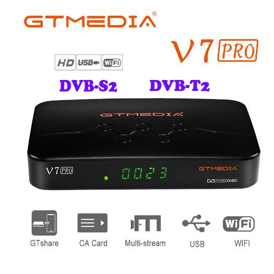 10PCS GTMEDIA V7 pro upgrade from v7 plus DVB-S/S2/S2X+T/T2 Satellite Receiver TV decoder PowerVu Bi