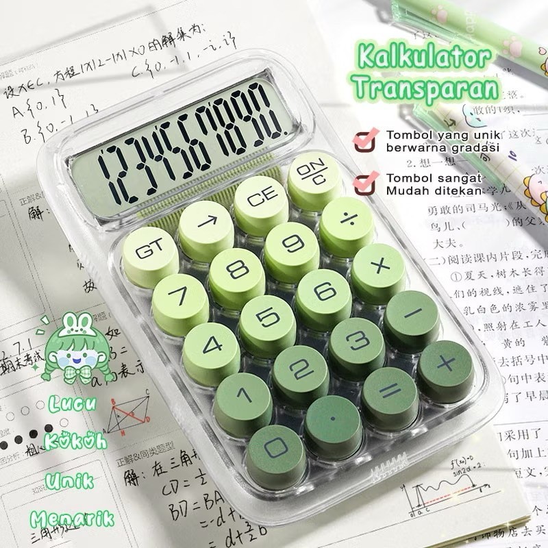 

Kalkulator 12 Digit HD Tenaga - Desain Transparan & Warna Dopamin, Dekorasi Meja，Mudah dihitung
