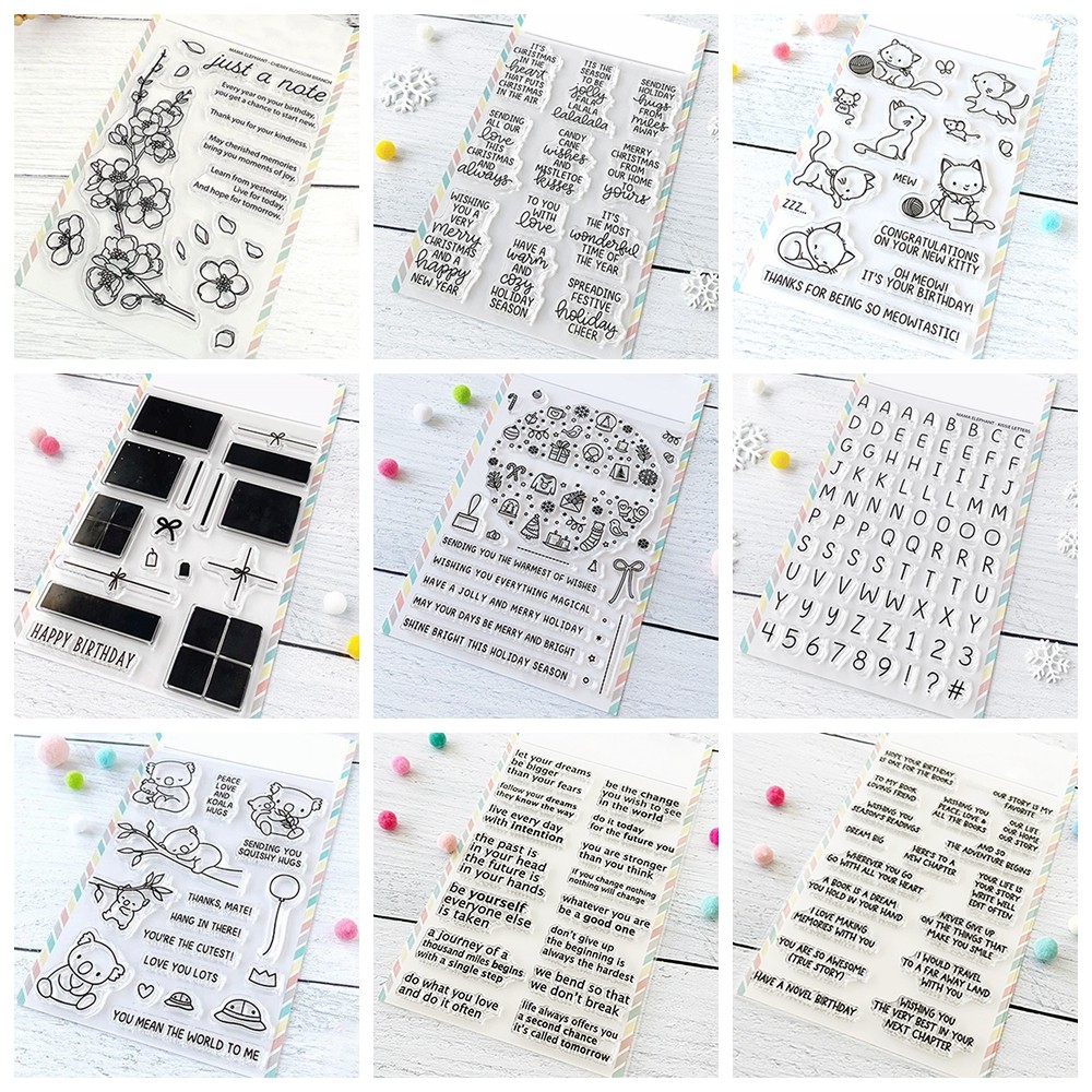 

Iconic Ornament Stamps Kissie Letters Numbers Rubber Clear Stamps For DIY Scrapbooking Album Card Making Decoration Paper Craft