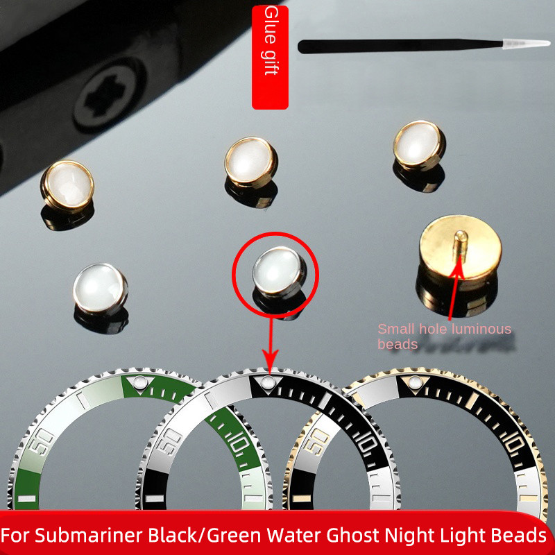 For Rolex Submariner Luminous Bead Green Black Water Ghost Night Pearl Small Hole Blue Fluorescent B