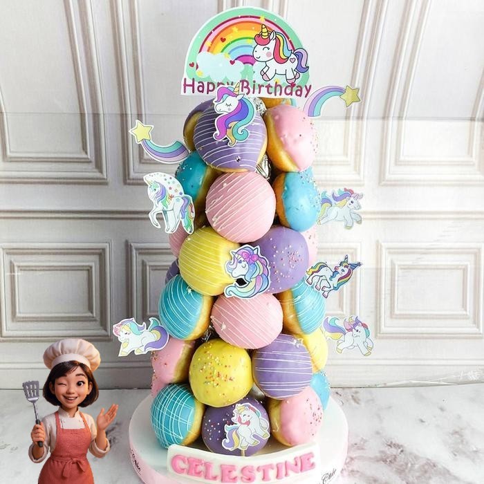 

donat/donat ulang tahun/donat tea unicorn/Donat Ultah/Donat Catering Malang DMT