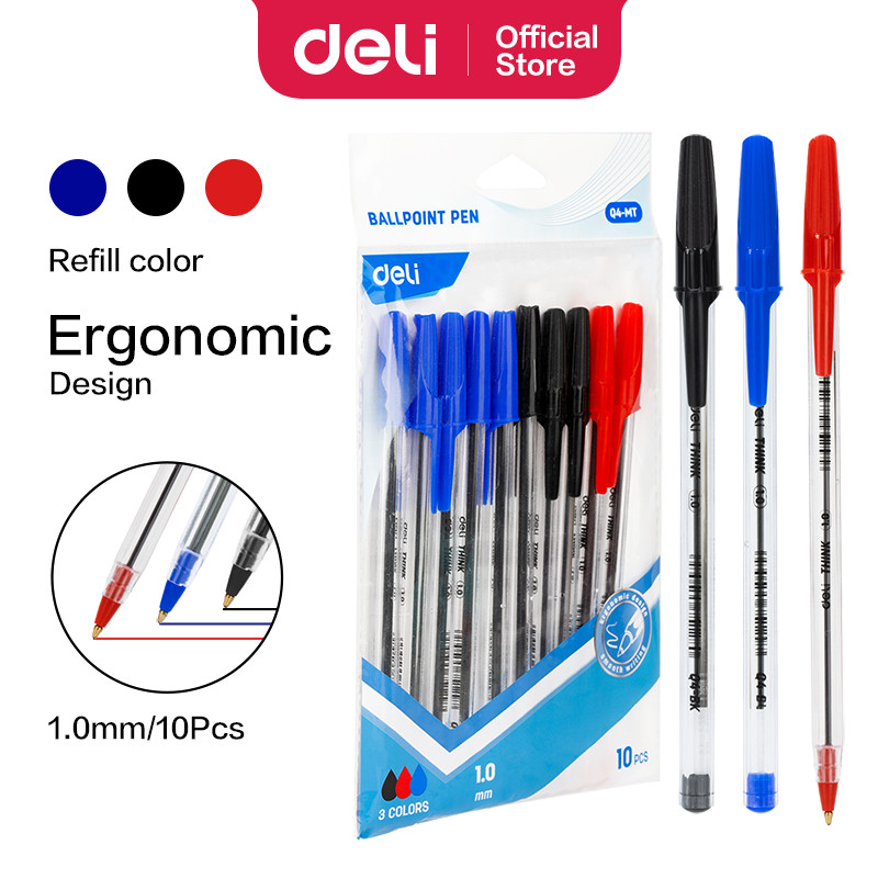

Deli 1mm Ballpoint Pen Ball Point Pens Kids School Office Supplies Longlasting 3Colors 5/10PCS Office Student Gift