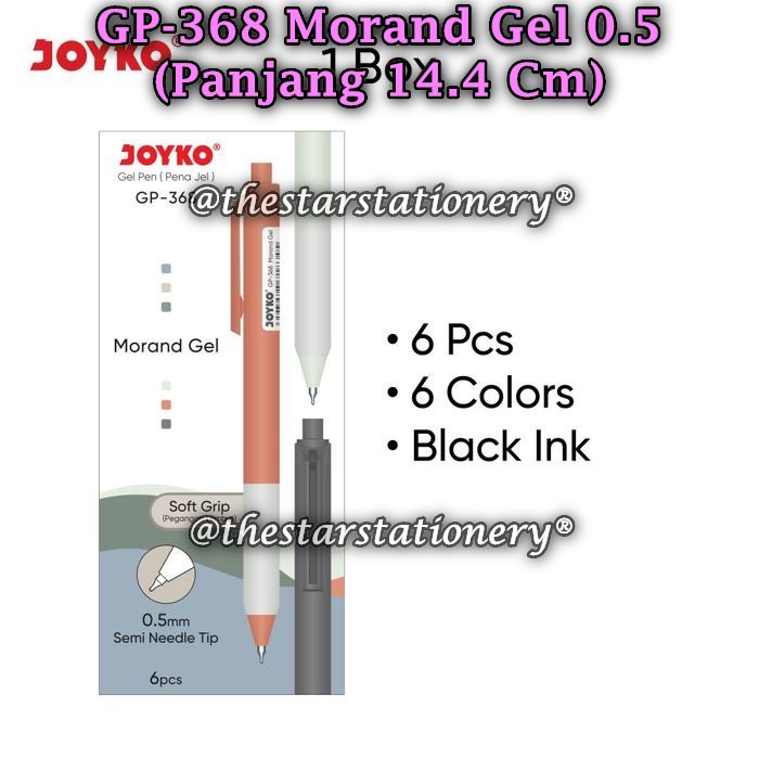 

(1 Pak Isi 6 Pcs) Gelpen JOYKO GP-368 Morand 0.5 mm Black / Bolpen Joyko GP-368 (1 Pack Isi 6 Pcs)