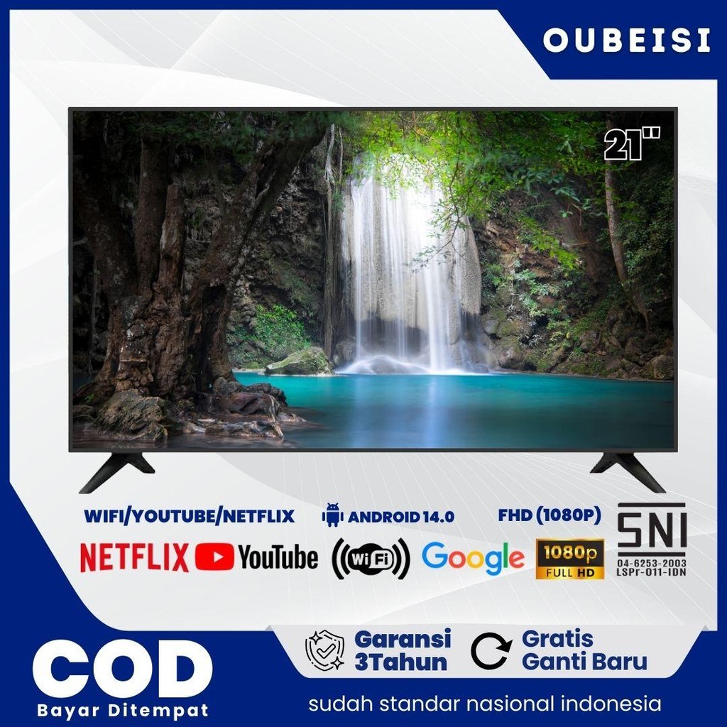 <COD> OUBEISI TV LED 19/21 inch HD SMART TV Digital Televisi Murah Monitor LED  Garansi tiga tahun