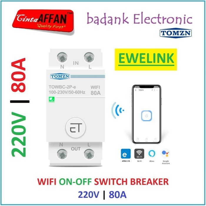 DS99 Ewelink Wifi 1 Phase ON-OFF Switch Breaker 80A 220VAC DIN Rail