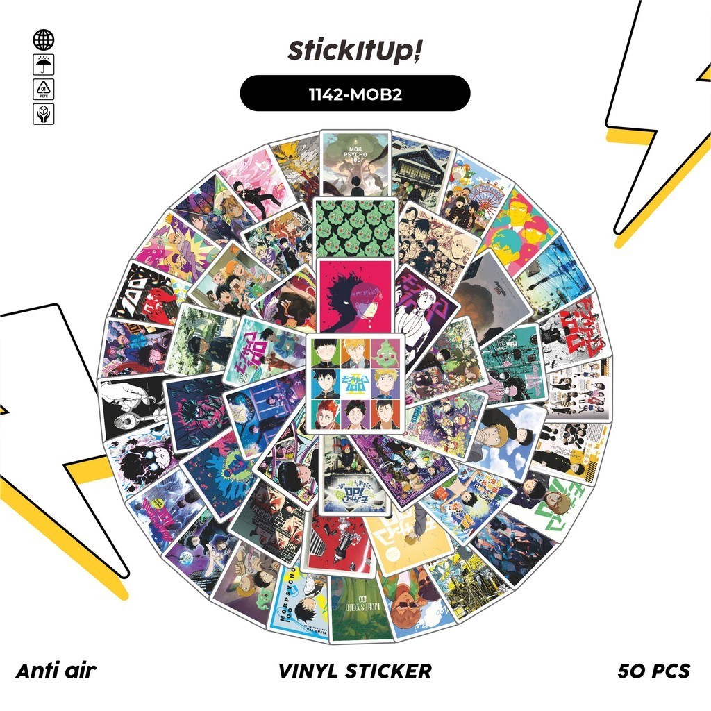 

COD✨ 100 Pcs Stiker Pack Mob Psycho V2 Lucu Aesthetic Vynil Waterproof untuk Freebies Sticker Buku Journal Casing HP Laptop