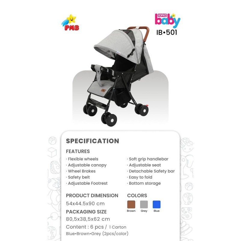 FREE BUBBLE STROLLER BAYI NEW BORN KERETA DORONG ANAK IORA BABY IB501 / IB502 / IB503/IB601