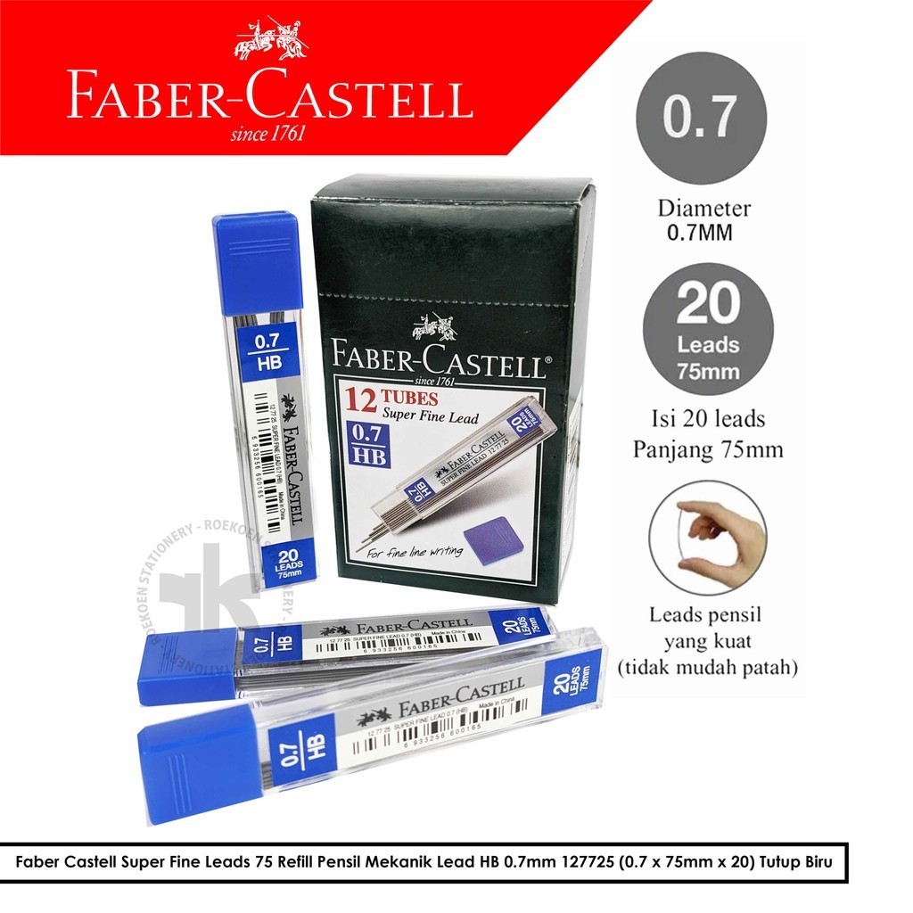 

Faber Castell Super Fine Leads 75 Refill Pensil Mekanik Lead HB 0.7mm 127725 Tutup Biru
