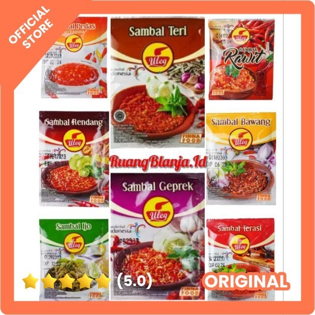 

Finna food Sambal uleg sachet all varian terasi - teri - sambal ijo - bawang - rendang - geprek - rawit