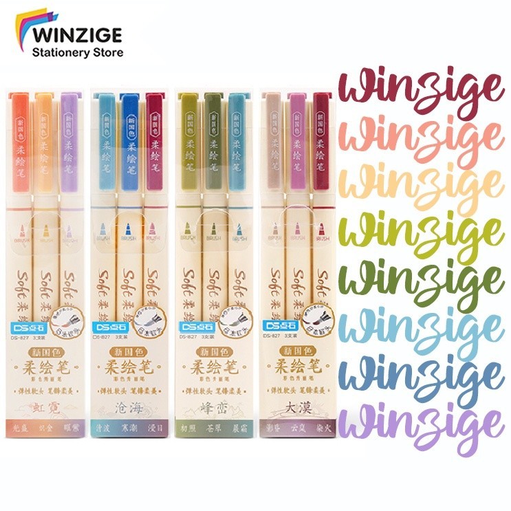 

SURABAYA Winzige Set 3 Soft Brush Sign Pen Calligraphy Pen Brush Lettering Pen Aesthetic Vintage Warna Warni