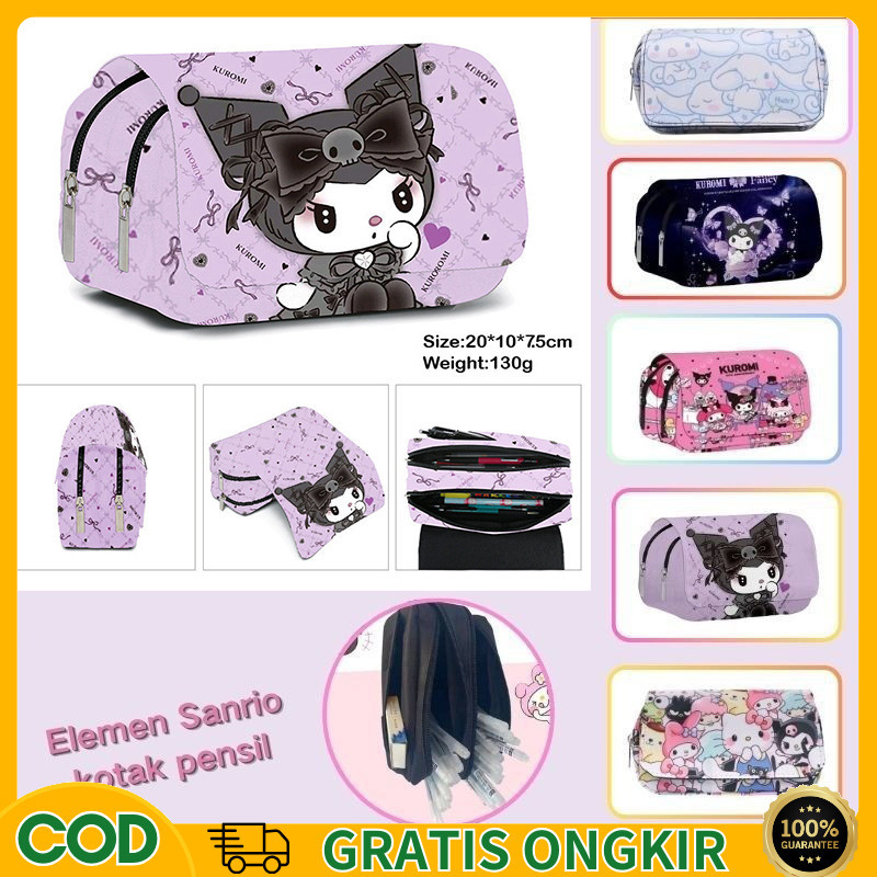 

【Stiker】Kapasitas Besar Kuromi Motif Pensil kotak /Multifunction Ritsleting Ganda Tempat Pensil tas