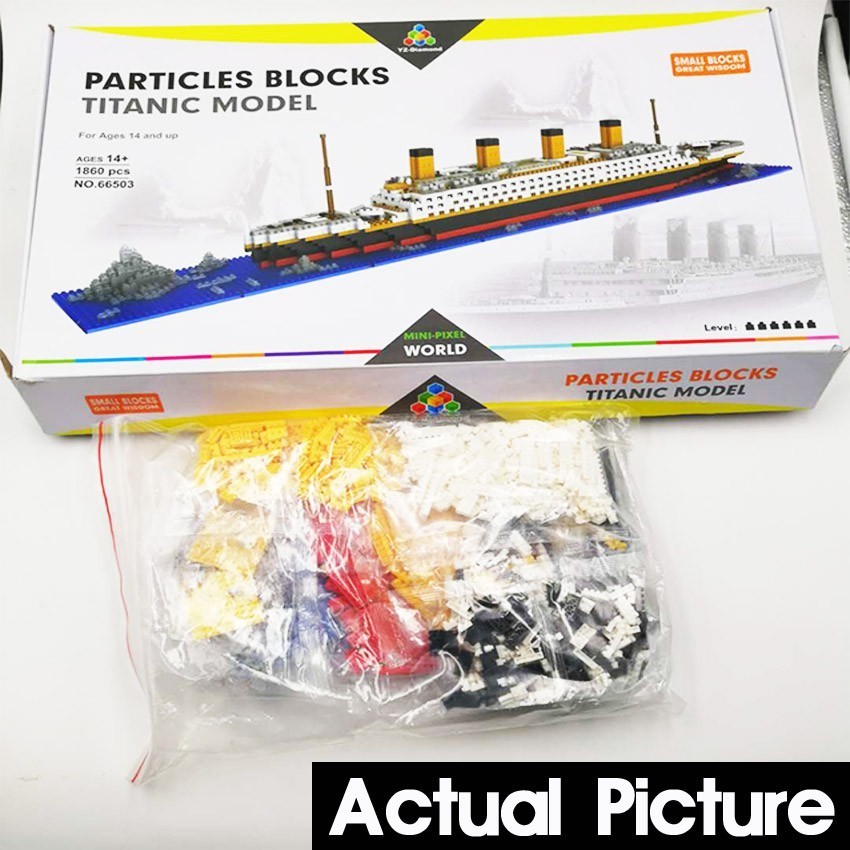 1860 Pcs Titanic Model Kapal Pesiar DIY Blok Bangunan Bata Kit Anak Anak Mainan Pendidikan