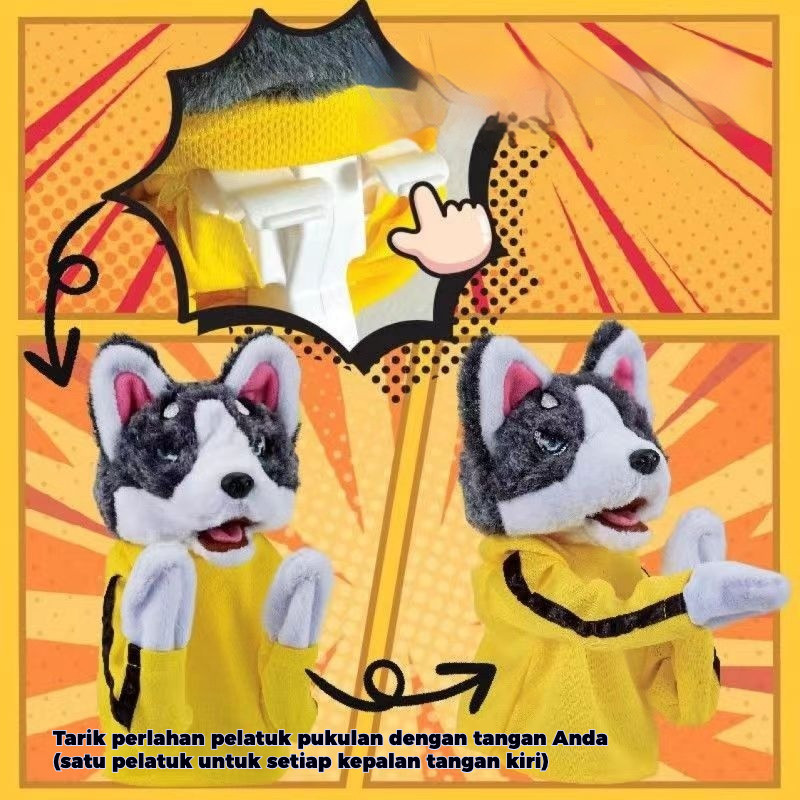 Online Merah Vokal Anjing Tinju/Boneka Lucu Husky/Boneka Sarung Tangan Interaktif Ganda/Pertempuran 